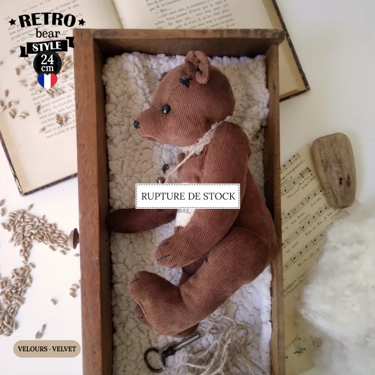 Petit Marcel - Ourson Velours traditionnel Marron